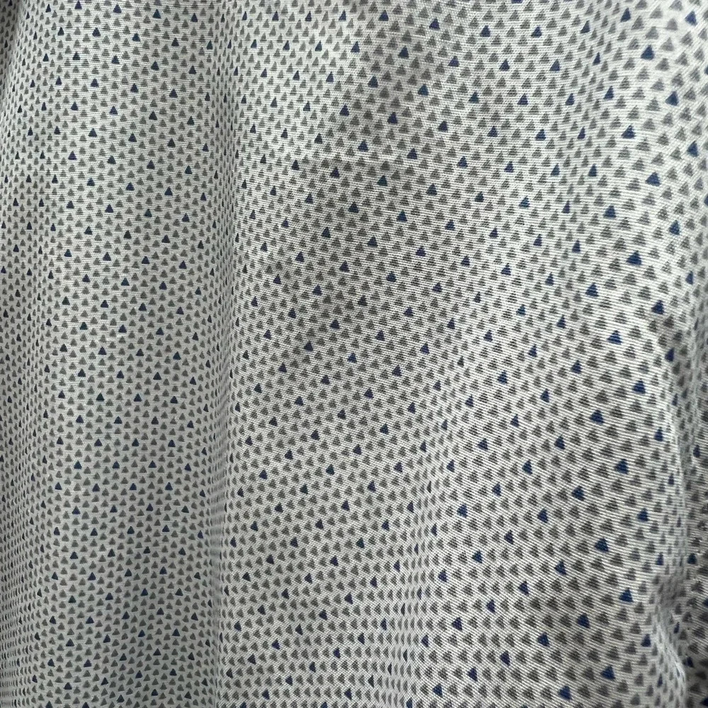 Thomas Dean Print Button Down White Grey Blue Dress Shirt Long Sleeve Mens - Picture 3 of 9